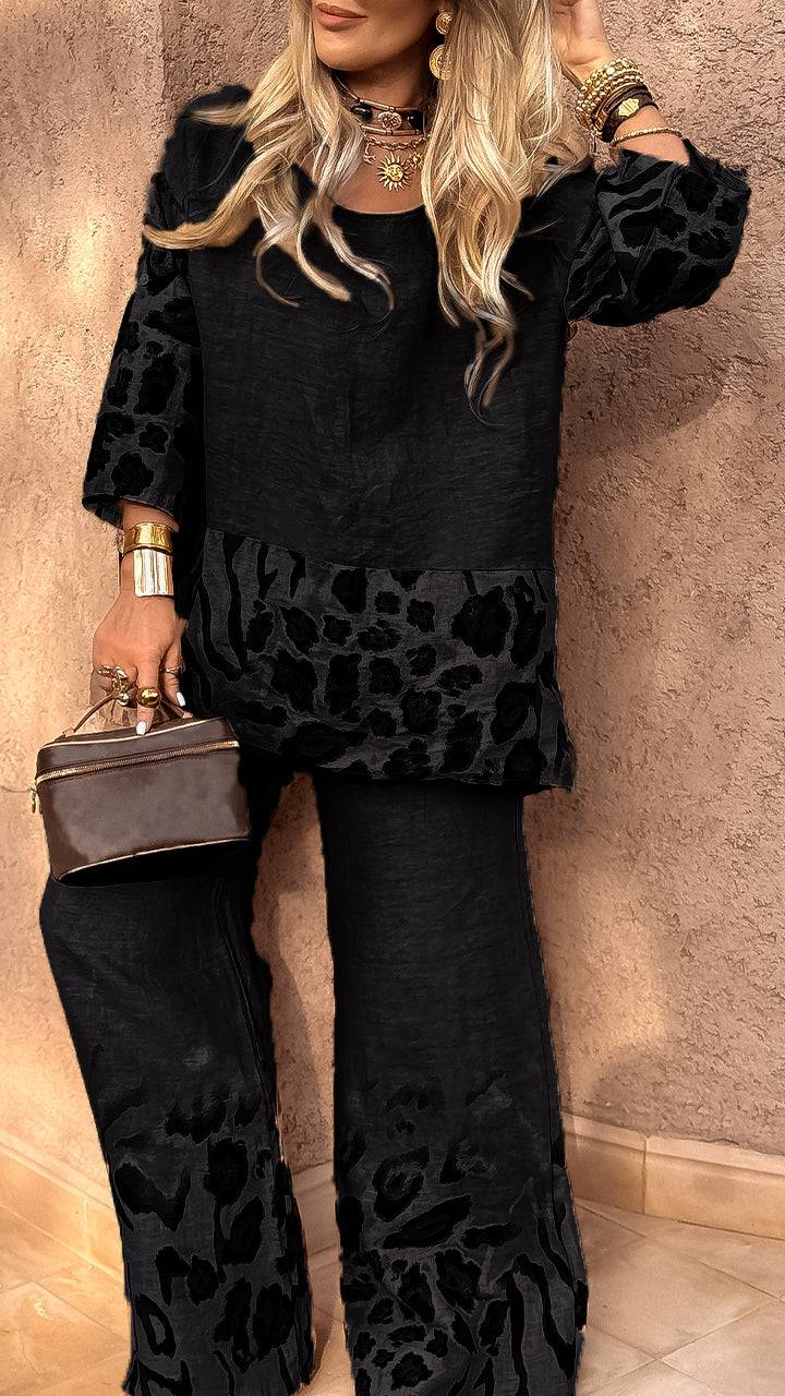 Ladies' Leopard Print Cotton Linen Casual Dress 🌿🐆✨