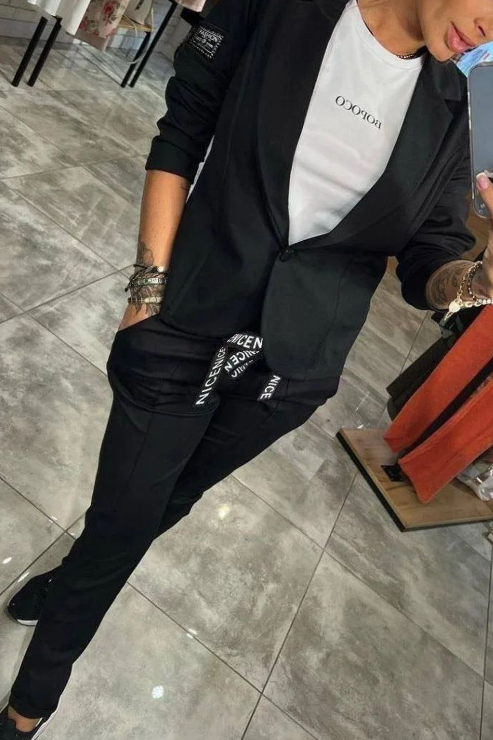 Women's Top & Elastic Pants Two-piece Set